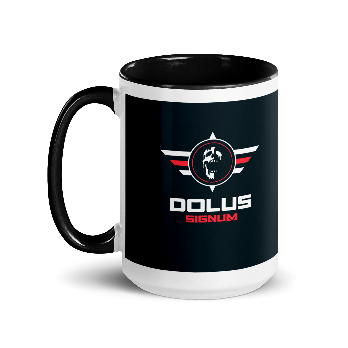 DOLUS SIGNUM Keramik-Tasse mit Logo und rotem Design