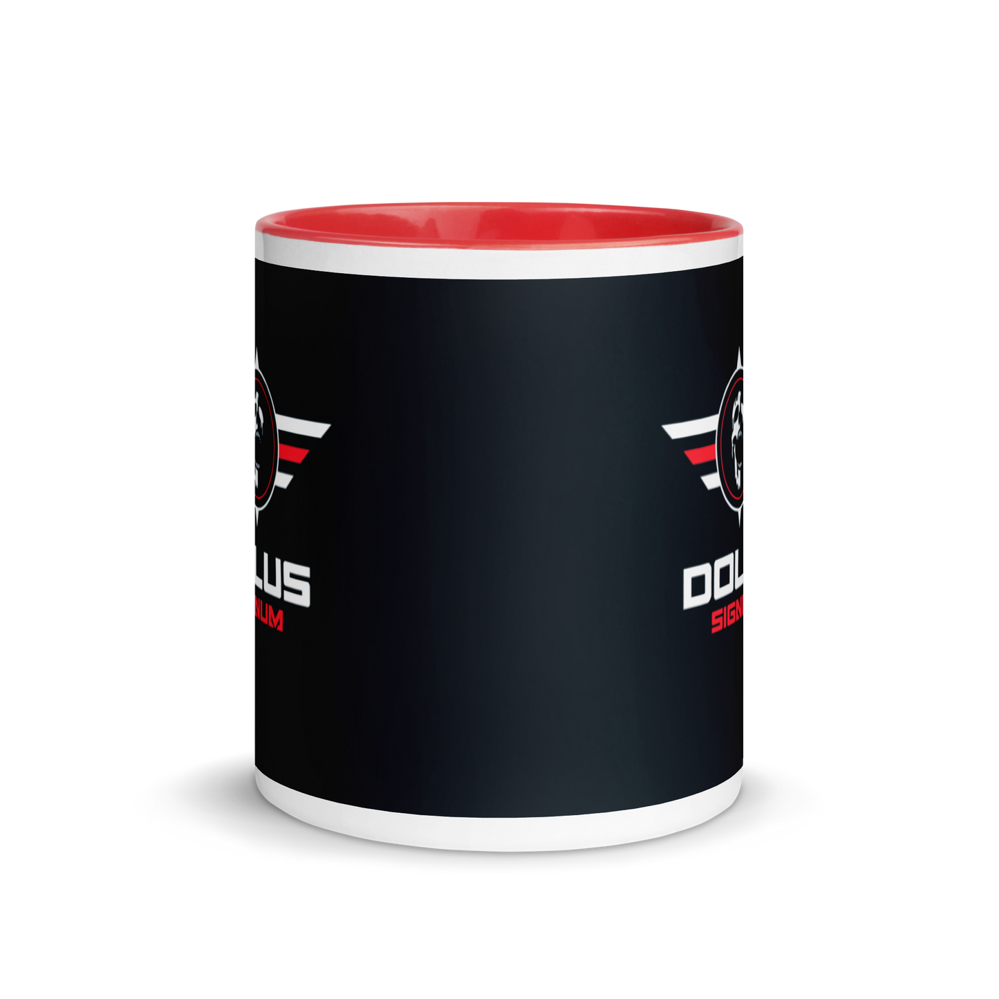 DOLUS SIGNUM Keramik-Tasse mit Logo und rotem Design