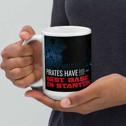 GrimHEX Keramik-Tasse mit DOLUS-Logo und Schriftzug "Pirates have best base in Stanton"